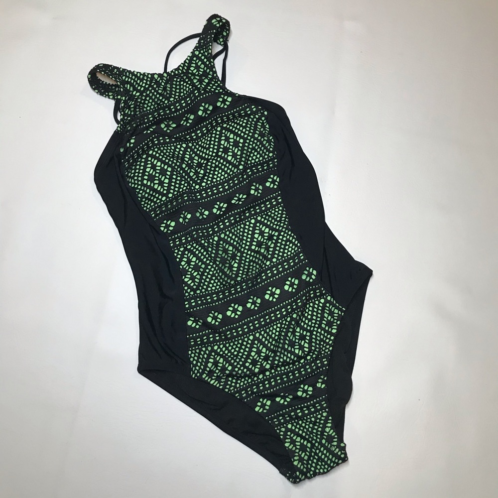 Splashletics One Piece Swimsuit Green & Black